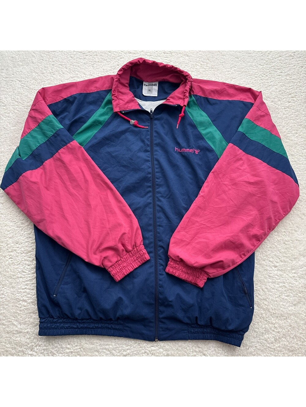 Rare Vintage Hummel Windbreaker Jacket Men's Size XL '90s Streetwear Lined